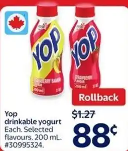 Walmart Yop drinkable yogurt offer