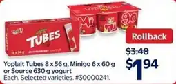 Walmart Yoplait tubes, minigo or source offer