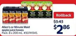 Walmart Allen's or Minute Maid apple juice boxes offer