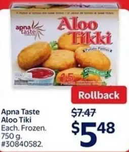Walmart Apna Taste Aloo Tiki offer