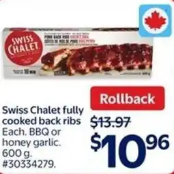 Walmart Swiss Chalet fully cooked back ribs offer