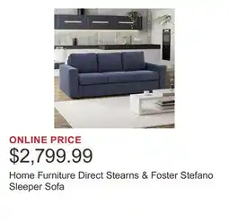 Costco Home Furniture Direct Stearns & Foster Stefano Sleeper Sofa offer