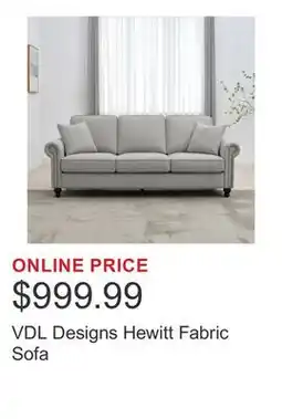 Costco VDL Designs Hewitt Fabric Sofa offer