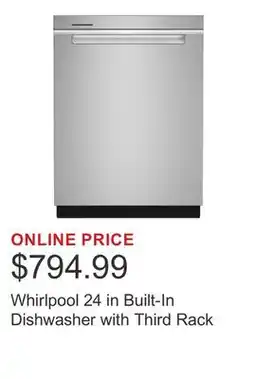 Costco Whirlpool 24 in Built-In Dishwasher with Third Rack offer