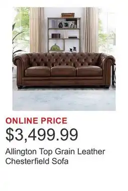 Costco Allington Top Grain Leather Chesterfield Sofa offer