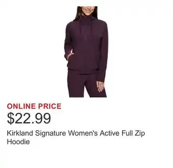 Costco Kirkland Signature Women's Active Full Zip Hoodie offer