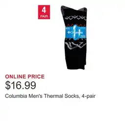 Costco Columbia Men's Thermal Socks, 4-pair offer