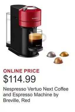 Costco Nespresso Vertuo Next Coffee and Espresso Machine by Breville, Red offer