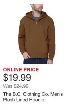 Costco The B.C. Clothing Co. Men's Plush Lined Hoodie offer