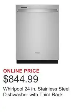 Costco Whirlpool 24 in. Stainless Steel Dishwasher with Third Rack offer
