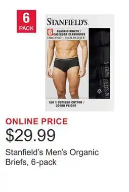 Costco Stanfield's Men's Organic Briefs, 6-pack offer