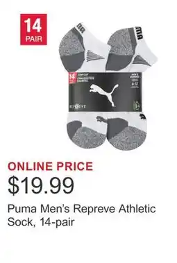 Costco Puma Men's Repreve Athletic Sock, 14-pair offer