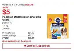 Costco Pedigree Dentastix original dog treats offer