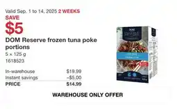 Costco DOM Reserve frozen tuna poke portions offer