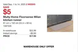Costco Multy Home Floorsense Milan kitchen runner offer