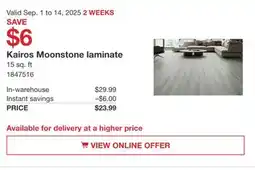 Costco Kairos Moonstone laminate offer