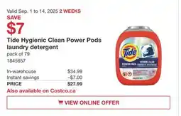 Costco Tide Hygienic Clean Power Pods laundry detergent offer