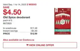 Costco Old Spice deodorant offer