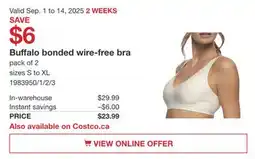 Costco Buffalo bonded wire-free bra offer