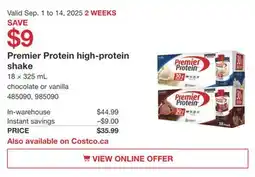 Costco Premier Protein high-protein shake offer