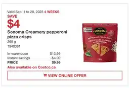 Costco Sonoma Creamery pepperoni pizza crisps offer