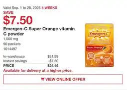 Costco Emergen-C Super Orange vitamin C powder offer