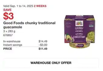 Costco Good Foods chunky traditional guacamole offer