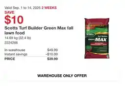 Costco Scotts Turf Builder Green Max fall lawn food offer