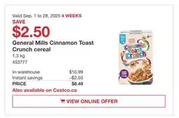 Costco General Mills Cinnamon Toast Crunch Cereal offer