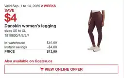 Costco Danskin Women's Legging offer