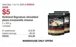 Costco Kirkland Signature Shredded pizza mozzarella cheese offer