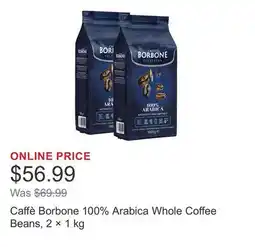 Costco Caffè Borbone 100% Arabica Whole Coffee Beans, 2 × 1 kg offer
