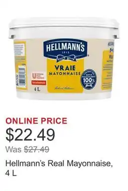 Costco Hellmann's Real Mayonnaise, 4 L offer