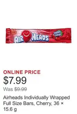 Costco Airheads Individually Wrapped Full Size Bars, Cherry, 36 × 15.6 g offer