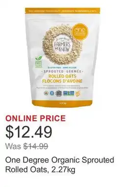 Costco One Degree Organic Sprouted Rolled Oats, 2.27kg offer