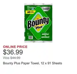 Costco Bounty Plus Paper Towel, 12 x 91 Sheets offer