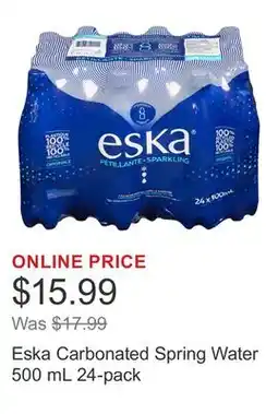 Costco Eska Carbonated Spring Water 500 mL 24-pack offer