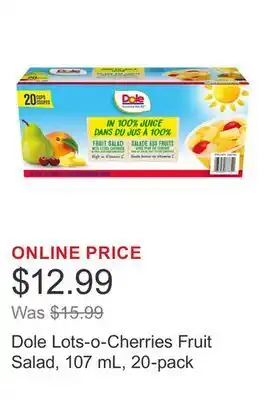Costco Dole Lots-o-Cherries Fruit Salad, 107 mL, 20-pack offer