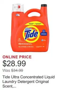 Costco Tide Ultra Concentrated Liquid Laundry Detergent Original Scent, 146 loads offer