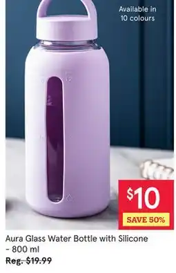 Kitchen Stuff Plus Aura Glass Water Bottle with Silicone-800 ml offer