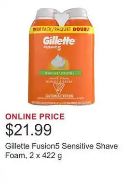 Costco Gillette Fusion5 Sensitive Shave Foam, 2 x 422 g offer