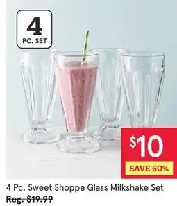 Kitchen Stuff Plus 4 Pc. Sweet Shoppe Glass Milkshake Set offer