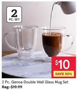 Kitchen Stuff Plus 2 Pc. Genoa Double Wall Glass Mug Set offer