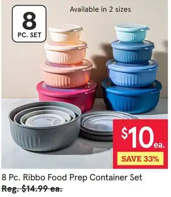 Kitchen Stuff Plus 8 Pc Ribbo Food Prep Container Set offer