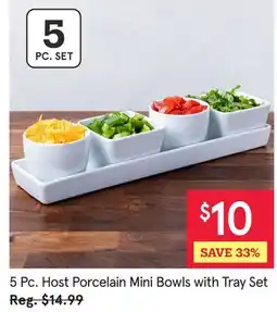 Kitchen Stuff Plus 5 Pc. Host Porcelain Mini Bowls with Tray Set offer