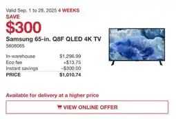 Costco Samsung 65-in Q8F QLED 4K TV offer