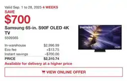 Costco Samsung 65-in. S90F OLED 4K TV offer