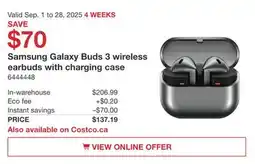 Costco Samsung Galaxy Buds 3 Wireless Earbuds With Charging Case offer