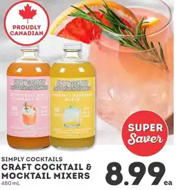 IGA Simply cocktails craft cocktail & mocktail mixers offer