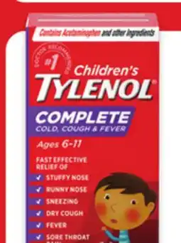 Walmart Children's Tylenol Complete 100 mL or Fever and Sore Throat Pain chewables 20s offer